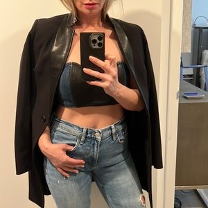 All Saints Leather Trimmed Blazer